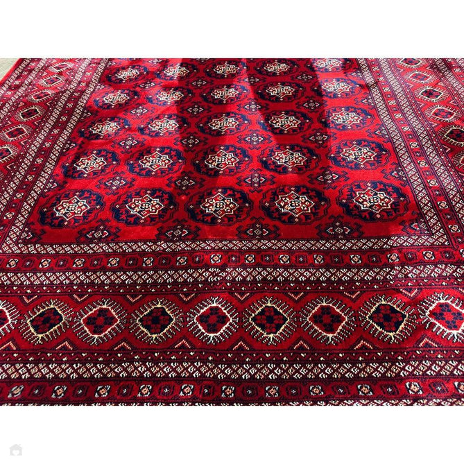 Dubai 62098 Traditional Bokhara Floral Motif Pattern Medallion Border Soft High Density Smooth Touch Polyester Deep Red/Navy/Black/White Runner-Think Rugs-Rug Love - The Most Loved Rug Store
