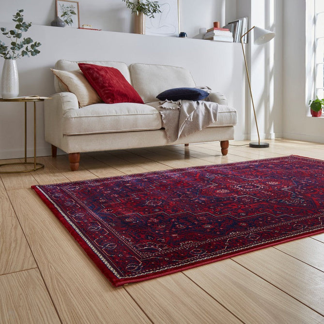 Dubai 62101 Traditional Persian Floral Medallion Border Soft High Density Smooth Touch Polyester Deep Red/Navy/Black/White Rug-Think Rugs-Rug Love - The Most Loved Rug Store