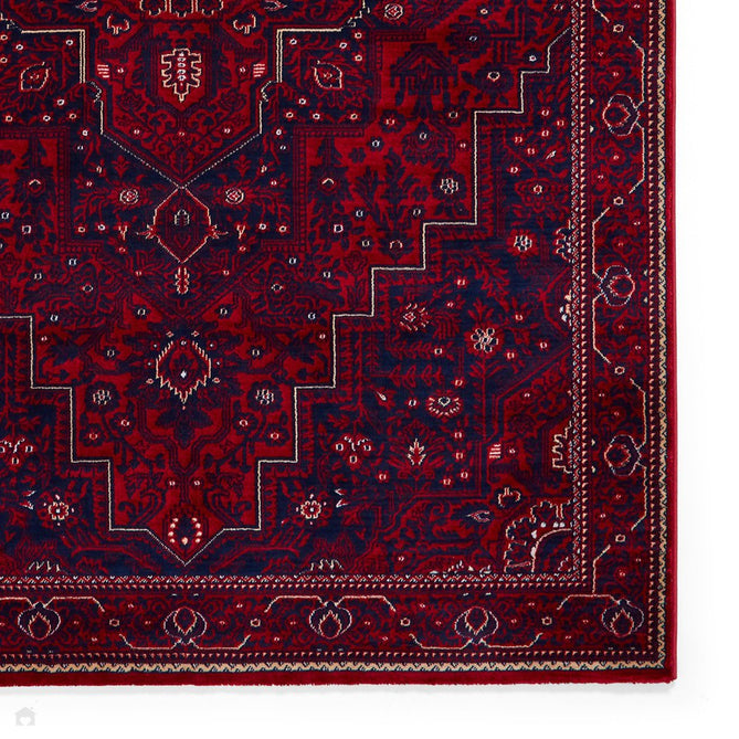 Dubai 62101 Traditional Persian Floral Medallion Border Soft High Density Smooth Touch Polyester Deep Red/Navy/Black/White Rug-Think Rugs-Rug Love - The Most Loved Rug Store