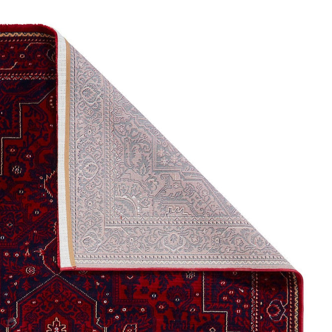 Dubai 62101 Traditional Persian Floral Medallion Border Soft High Density Smooth Touch Polyester Deep Red/Navy/Black/White Rug-Think Rugs-Rug Love - The Most Loved Rug Store