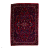 Dubai 62101 Traditional Persian Floral Medallion Border Soft High Density Smooth Touch Polyester Deep Red/Navy/Black/White Rug
