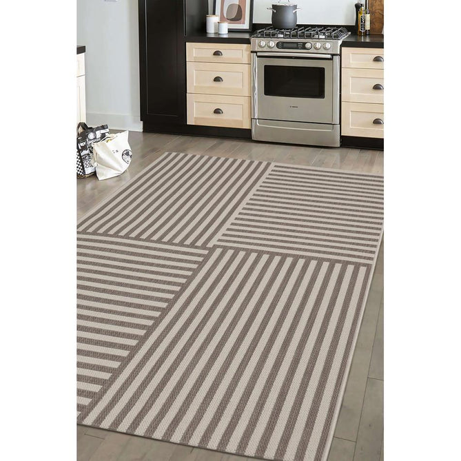 County Multi Stripe Natural In-Outdoor Flatweave Runner