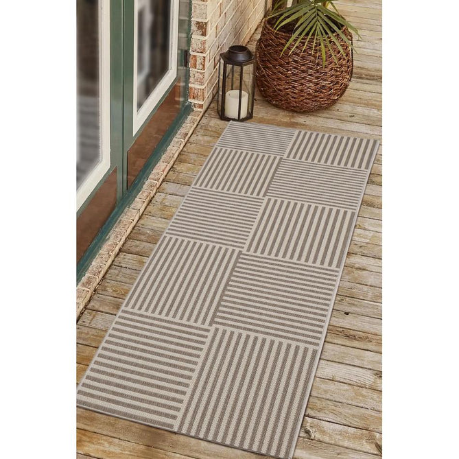 County Multi Stripe Natural In-Outdoor Flatweave Runner