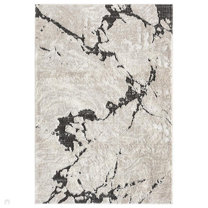Eleanor Astro ELN01 Modern Abstract Marbled Distressed Soft-Touch High-Density Carved 3D Embossed Hi-Lo Textured Polyblend Ivory/Warm Mocha Brown/Charcoal Black/Taupe/Soft Beige Rug 120x170cm
