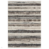 Eleanor Linear ELN02 Modern Abstract Stripe Distressed Soft-Touch High-Density Carved 3D Embossed Hi-Lo Textured Polyblend Ivory/Warm Mocha Brown/Taupe/Charcoal/Beige Rug