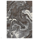 Eleanor Marble ELN03 Modern Abstract Swirl Distressed Soft-Touch High-Density Carved 3D Embossed Hi-Lo Textured Polyblend Ivory/Slate Grey/Charcoal Grey/Warm Taupe Brown/Ash Grey Rug