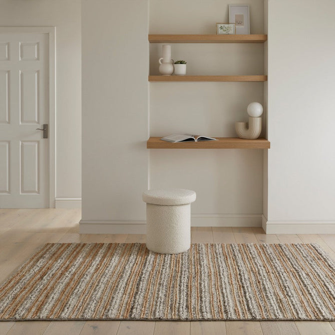 Elegance Modern Plain Striped Hand-Woven Textured Jute & Wool Mix Flat-Pile Grey/Natural Rug-Oriental Weavers-Rug Love - The Most Loved Rug Store