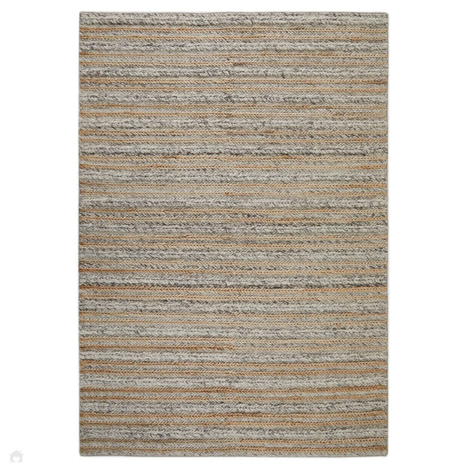 Elegance Modern Plain Striped Hand-Woven Textured Jute & Wool Mix Flat-Pile Grey/Natural Rug-Oriental Weavers-Rug Love - The Most Loved Rug Store