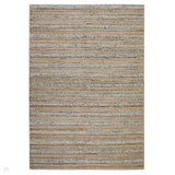 Elegance Modern Plain Striped Hand-Woven Textured Jute & Wool Mix Flat-Pile Grey/Natural Rug
