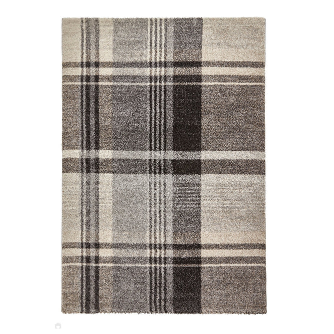 Elegant 4892 Modern High-Density Tartan Check Beige/Black Rug-Think Rugs-Rug Love - The Most Loved Rug Store
