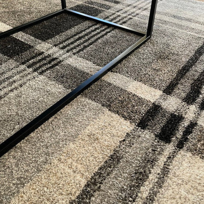Elegant 4892 Modern High-Density Tartan Check Beige/Black Rug-Think Rugs-Rug Love - The Most Loved Rug Store