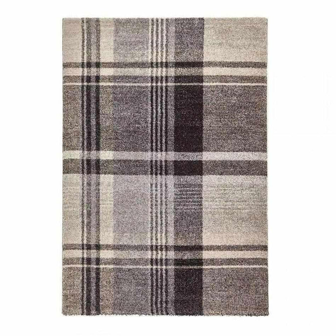 Elegant 4892 Modern High-Density Tartan Check Beige/Black Rug-Think Rugs-Rug Love - The Most Loved Rug Store