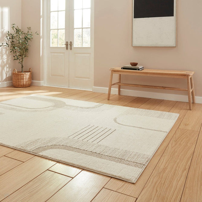 Elio 2310 Modern Abstract Distressed Soft-Touch High-Density Hi-Low Textured Pile Polypropylene/Polyester Mix Beige/Natural Rug-Think Rugs-Rug Love - The Most Loved Rug Store