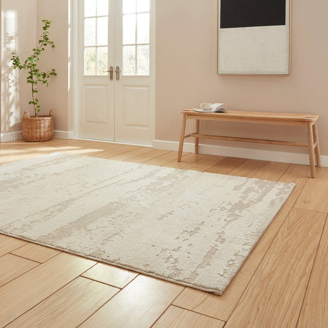 Elio 62841 Modern Abstract Distressed Soft-Touch High-Density Hi-Low Textured Pile Polypropylene/Polyester Mix Cream/Beige/Natural Rug-Think Rugs-Rug Love - The Most Loved Rug Store