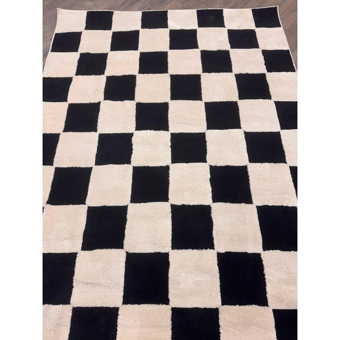 Elio 69924 Modern Geometric Checkerboard Carved Soft-Touch High-Density Hi-Low Variable Textured Pile Polypropylene/Polyester Mix Black/White Rug-Think Rugs-Rug Love - The Most Loved Rug Store