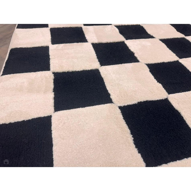 Elio 69924 Modern Geometric Checkerboard Carved Soft-Touch High-Density Hi-Low Variable Textured Pile Polypropylene/Polyester Mix Black/White Rug-Think Rugs-Rug Love - The Most Loved Rug Store