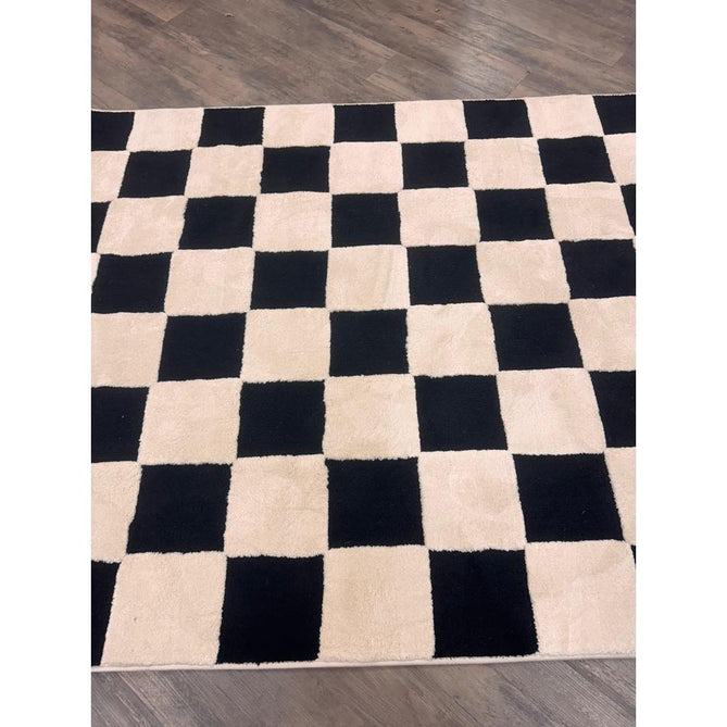 Elio 69924 Modern Geometric Checkerboard Carved Soft-Touch High-Density Hi-Low Variable Textured Pile Polypropylene/Polyester Mix Black/White Rug-Think Rugs-Rug Love - The Most Loved Rug Store