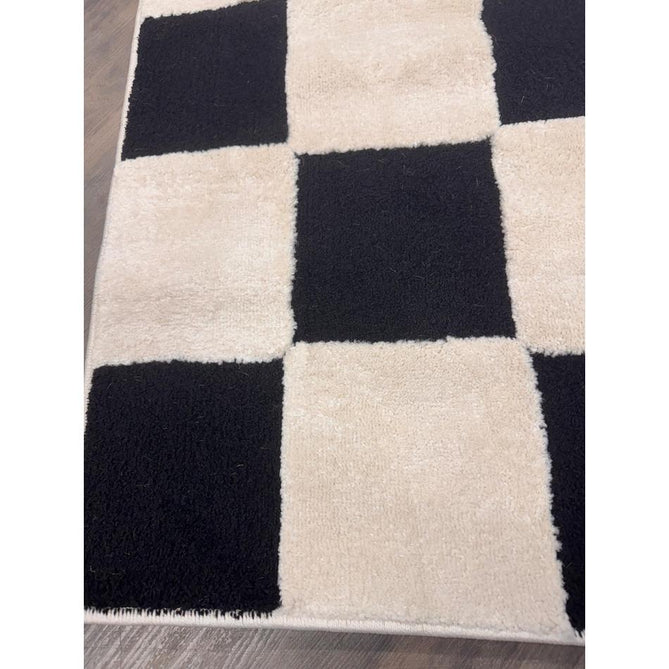 Elio 69924 Modern Geometric Checkerboard Carved Soft-Touch High-Density Hi-Low Variable Textured Pile Polypropylene/Polyester Mix Black/White Rug-Think Rugs-Rug Love - The Most Loved Rug Store