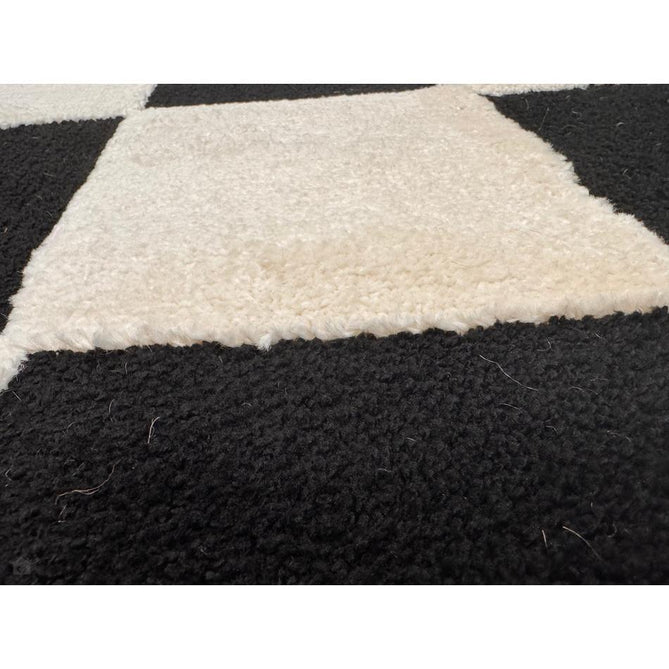 Elio 69924 Modern Geometric Checkerboard Carved Soft-Touch High-Density Hi-Low Variable Textured Pile Polypropylene/Polyester Mix Black/White Rug-Think Rugs-Rug Love - The Most Loved Rug Store