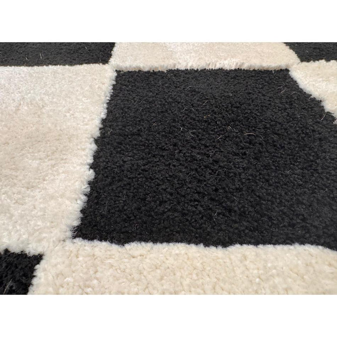 Elio 69924 Modern Geometric Checkerboard Carved Soft-Touch High-Density Hi-Low Variable Textured Pile Polypropylene/Polyester Mix Black/White Rug-Think Rugs-Rug Love - The Most Loved Rug Store