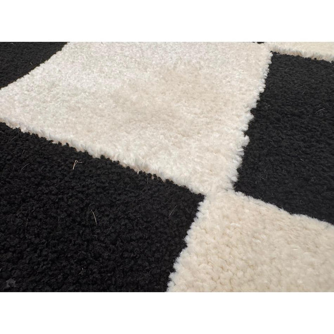 Elio 69924 Modern Geometric Checkerboard Carved Soft-Touch High-Density Hi-Low Variable Textured Pile Polypropylene/Polyester Mix Black/White Rug-Think Rugs-Rug Love - The Most Loved Rug Store