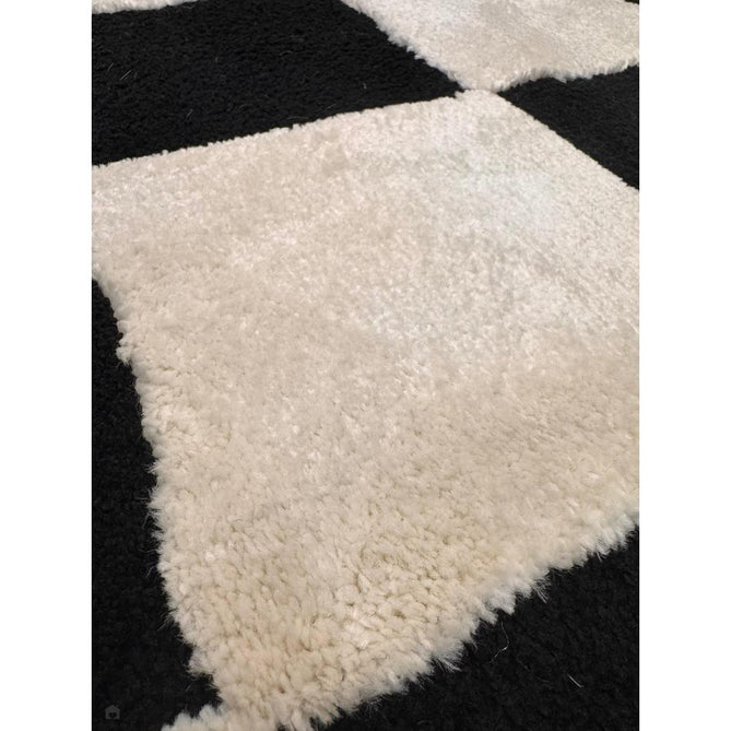 Elio 69924 Modern Geometric Checkerboard Carved Soft-Touch High-Density Hi-Low Variable Textured Pile Polypropylene/Polyester Mix Black/White Rug-Think Rugs-Rug Love - The Most Loved Rug Store