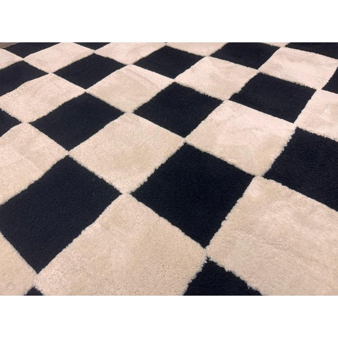 Elio 69924 Modern Geometric Checkerboard Carved Soft-Touch High-Density Hi-Low Variable Textured Pile Polypropylene/Polyester Mix Black/White Rug-Think Rugs-Rug Love - The Most Loved Rug Store