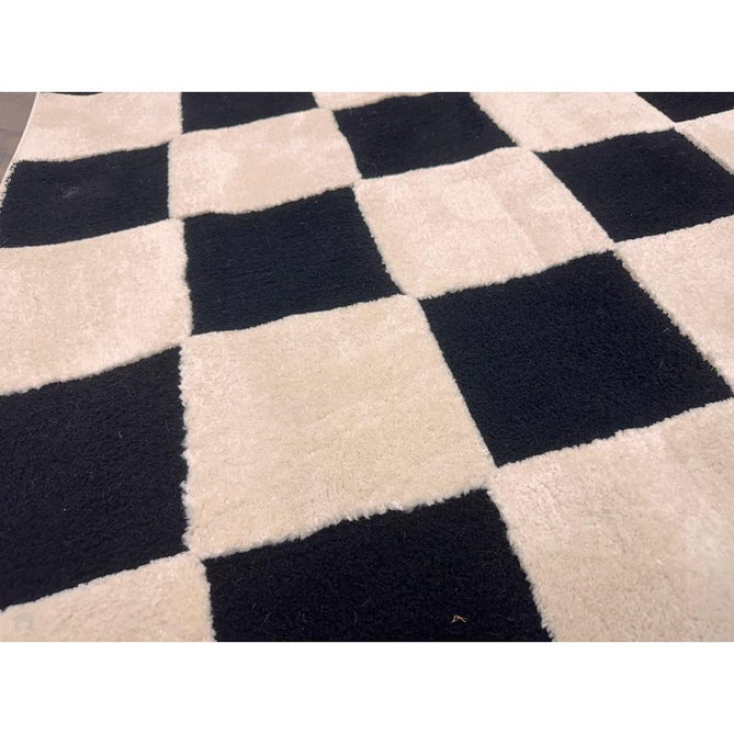 Elio 69924 Modern Geometric Checkerboard Carved Soft-Touch High-Density Hi-Low Variable Textured Pile Polypropylene/Polyester Mix Black/White Rug-Think Rugs-Rug Love - The Most Loved Rug Store