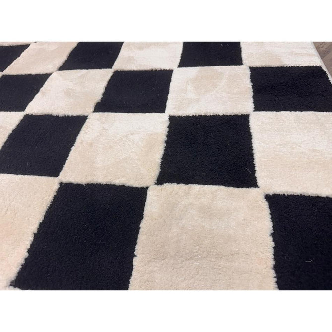 Elio 69924 Modern Geometric Checkerboard Carved Soft-Touch High-Density Hi-Low Variable Textured Pile Polypropylene/Polyester Mix Black/White Rug-Think Rugs-Rug Love - The Most Loved Rug Store