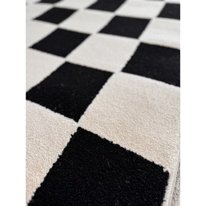 Elio 69924 Modern Geometric Checkerboard Carved Soft-Touch High-Density Hi-Low Variable Textured Pile Polypropylene/Polyester Mix Black/White Rug-Think Rugs-Rug Love - The Most Loved Rug Store