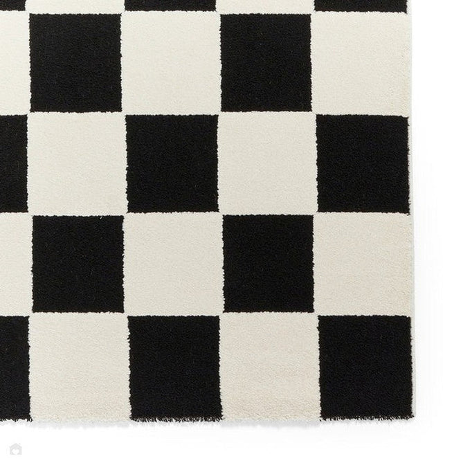 Elio 69924 Modern Geometric Checkerboard Carved Soft-Touch High-Density Hi-Low Variable Textured Pile Polypropylene/Polyester Mix Black/White Rug-Think Rugs-Rug Love - The Most Loved Rug Store