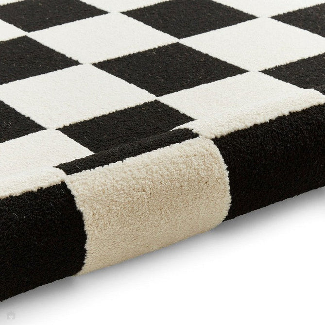 Elio 69924 Modern Geometric Checkerboard Carved Soft-Touch High-Density Hi-Low Variable Textured Pile Polypropylene/Polyester Mix Black/White Rug-Think Rugs-Rug Love - The Most Loved Rug Store