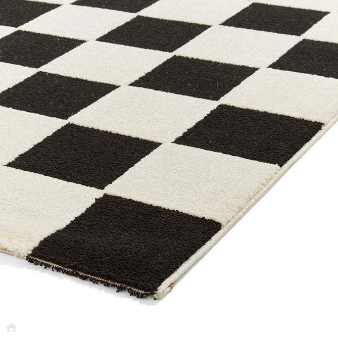 Elio 69924 Modern Geometric Checkerboard Carved Soft-Touch High-Density Hi-Low Variable Textured Pile Polypropylene/Polyester Mix Black/White Rug-Think Rugs-Rug Love - The Most Loved Rug Store