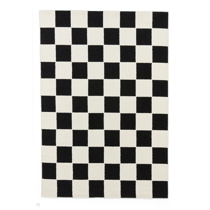 Elio 69924 Modern Geometric Checkerboard Carved Soft-Touch High-Density Hi-Low Variable Textured Pile Polypropylene/Polyester Mix Black/White Rug-Think Rugs-Rug Love - The Most Loved Rug Store