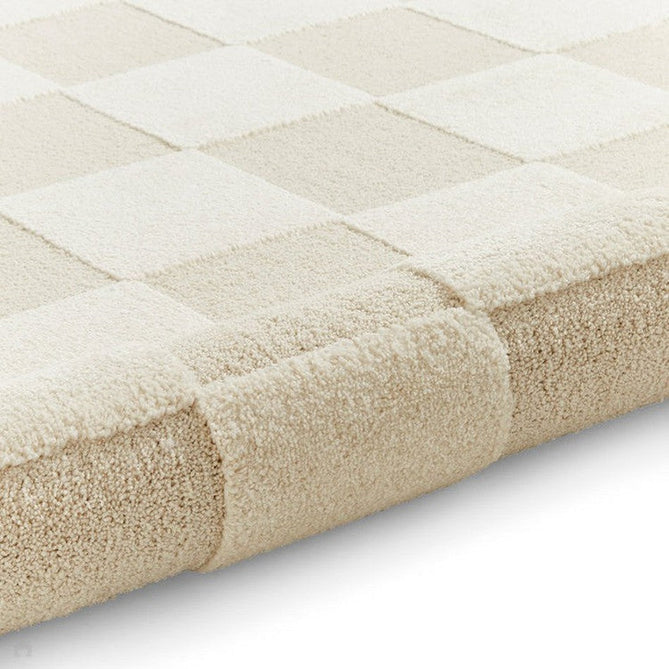 Elio 69924 Modern Geometric Checkerboard Carved Soft-Touch High-Density Hi-Low Variable Textured Pile Polypropylene/Polyester Mix Cream Rug-Think Rugs-Rug Love - The Most Loved Rug Store