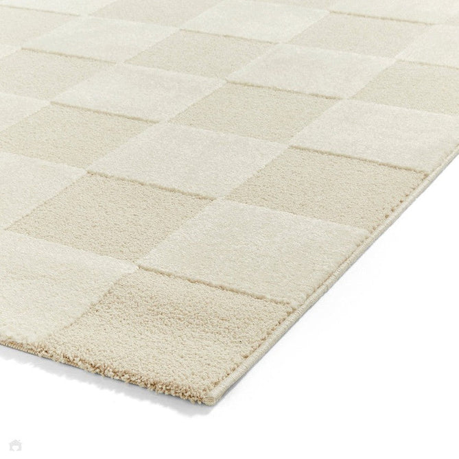 Elio 69924 Modern Geometric Checkerboard Carved Soft-Touch High-Density Hi-Low Variable Textured Pile Polypropylene/Polyester Mix Cream Rug-Think Rugs-Rug Love - The Most Loved Rug Store
