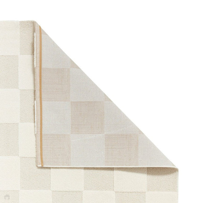 Elio 69924 Modern Geometric Checkerboard Carved Soft-Touch High-Density Hi-Low Variable Textured Pile Polypropylene/Polyester Mix Cream Rug-Think Rugs-Rug Love - The Most Loved Rug Store