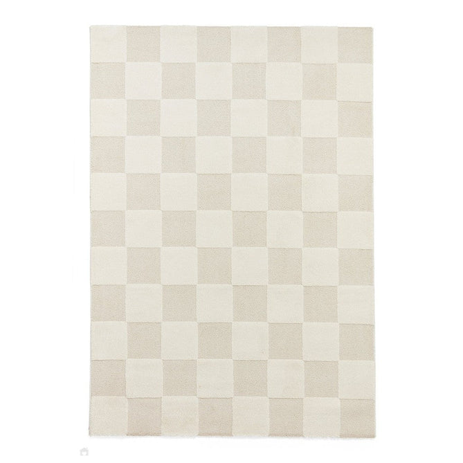 Elio 69924 Modern Geometric Checkerboard Carved Soft-Touch High-Density Hi-Low Variable Textured Pile Polypropylene/Polyester Mix Cream Rug-Think Rugs-Rug Love - The Most Loved Rug Store