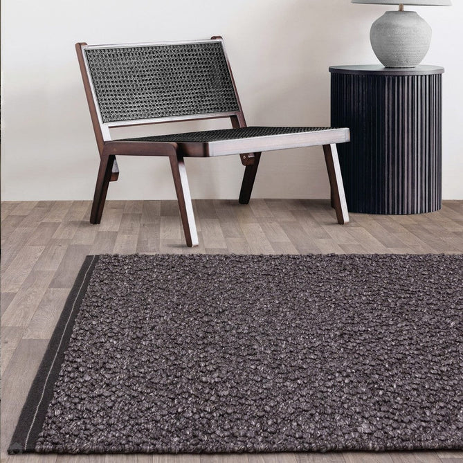 Elm Modern Plain Chunky Boucle Hand-Woven High-Density Heavyweight Textured Wool & Viscose Mix Flatweave Charcoal Grey Rug-Asiatic Carpets-Rug Love - The Most Loved Rug Store