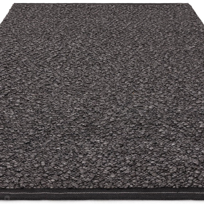 Elm Modern Plain Chunky Boucle Hand-Woven High-Density Heavyweight Textured Wool & Viscose Mix Flatweave Charcoal Grey Rug-Asiatic Carpets-Rug Love - The Most Loved Rug Store