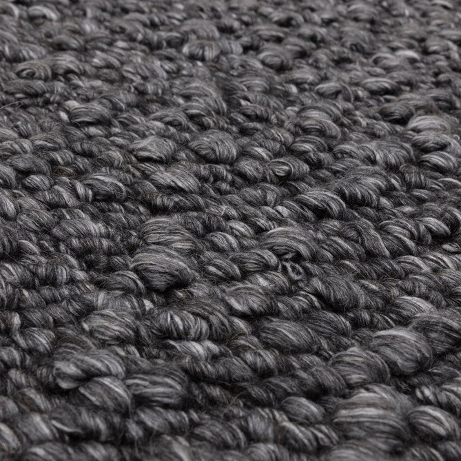 Elm Modern Plain Chunky Boucle Hand-Woven High-Density Heavyweight Textured Wool & Viscose Mix Flatweave Charcoal Grey Rug-Asiatic Carpets-Rug Love - The Most Loved Rug Store