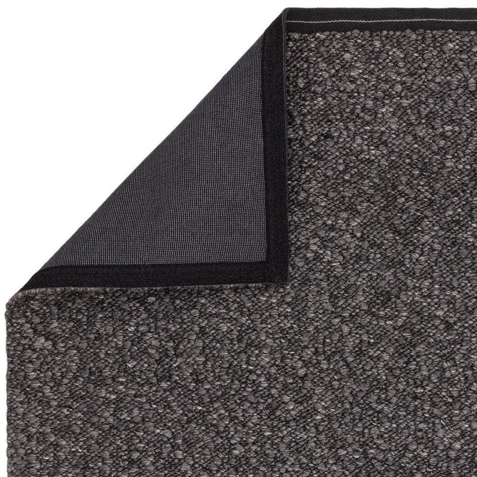Elm Modern Plain Chunky Boucle Hand-Woven High-Density Heavyweight Textured Wool & Viscose Mix Flatweave Charcoal Grey Rug-Asiatic Carpets-Rug Love - The Most Loved Rug Store