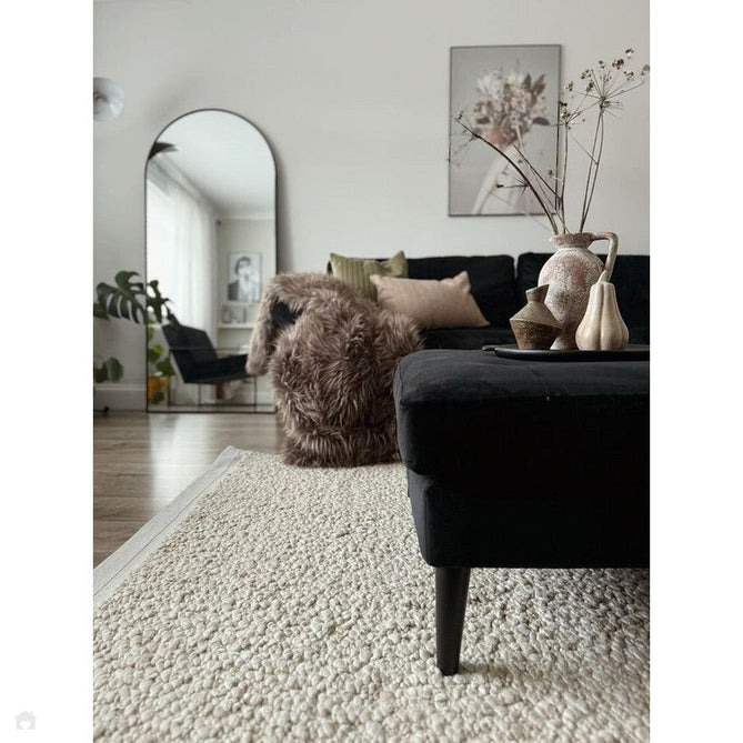 Elm Modern Plain Chunky Boucle Hand-Woven High-Density Heavyweight Textured Wool & Viscose Mix Flatweave Taupe/Natural Rug-Asiatic Carpets-Rug Love - The Most Loved Rug Store