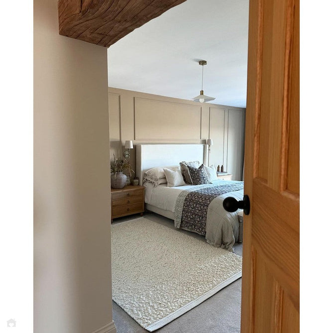 Elm Modern Plain Hand-Woven Chunky Textured Varied Size Boucle High-Density Heavyweight Wool & Viscose Mix Flatweave Ivory Rug-Asiatic Carpets-Rug Love - The Most Loved Rug Store