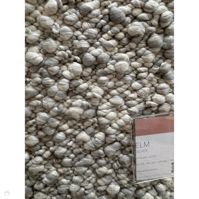Elm Modern Plain Hand-Woven Chunky Textured Varied Size Boucle High-Density Heavyweight Wool & Viscose Mix Flatweave Silver/Grey Rug-Asiatic Carpets-Rug Love - The Most Loved Rug Store