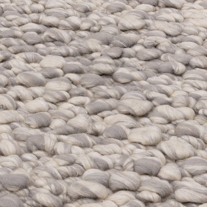Elm Modern Plain Hand-Woven Chunky Textured Varied Size Boucle High-Density Heavyweight Wool & Viscose Mix Flatweave Silver/Grey Rug-Asiatic Carpets-Rug Love - The Most Loved Rug Store
