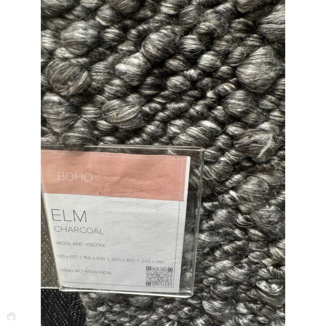 Elm Modern Plain Shimmer Hand-Woven Chunky Textured Varied Size Boucle High-Density Heavyweight Wool & Viscose Blend Looped Pile Charcoal Grey Rug-Asiatic Carpets-Rug Love - The Most Loved Rug Store