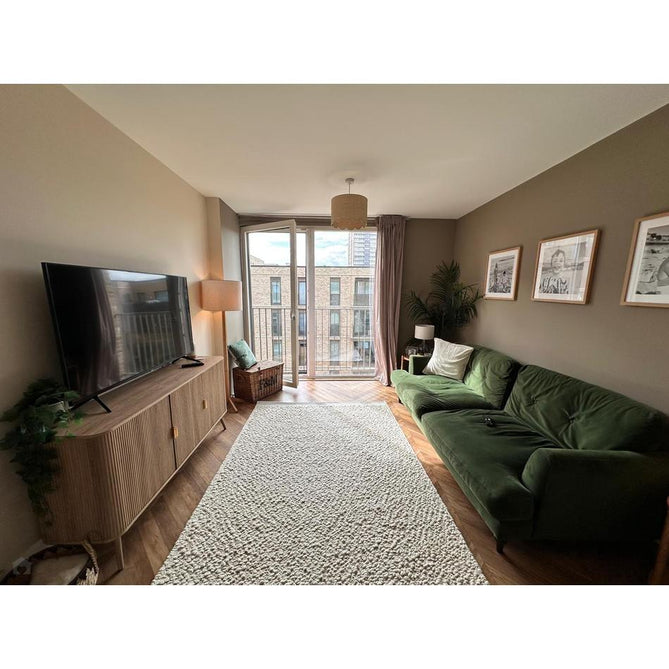 Elm Modern Plain Shimmer Hand-Woven Chunky Textured Varied Size Boucle High-Density Heavyweight Wool & Viscose Blend Looped Pile Ivory Rug-Asiatic Carpets-Rug Love - The Most Loved Rug Store