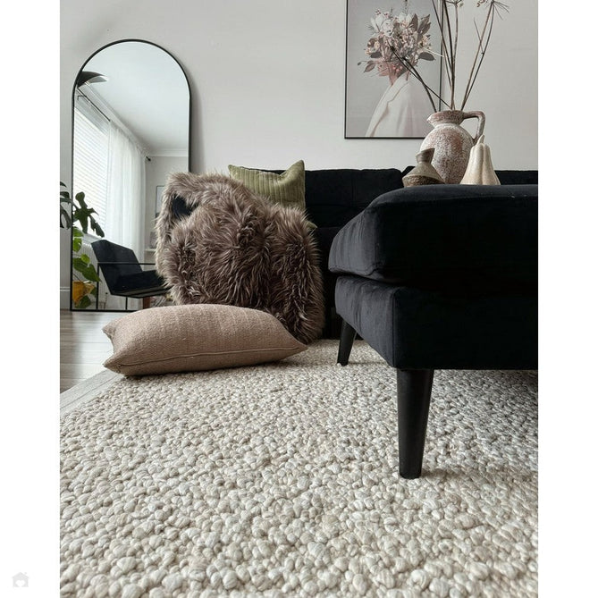 Elm Modern Plain Shimmer Hand-Woven Chunky Textured Varied Size Boucle High-Density Heavyweight Wool & Viscose Blend Looped Pile Taupe/Natural Beige/Cream Rug-Asiatic Carpets-Rug Love - The Most Loved Rug Store