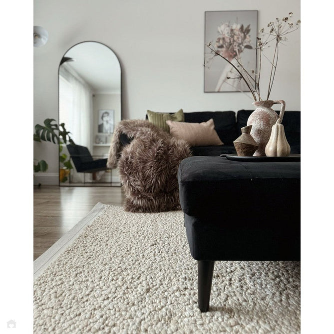 Elm Modern Plain Shimmer Hand-Woven Chunky Textured Varied Size Boucle High-Density Heavyweight Wool & Viscose Blend Looped Pile Taupe/Natural Beige/Cream Rug-Asiatic Carpets-Rug Love - The Most Loved Rug Store